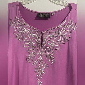 Bob Mackie Pink Maxi Dress with Silver Embellishments
